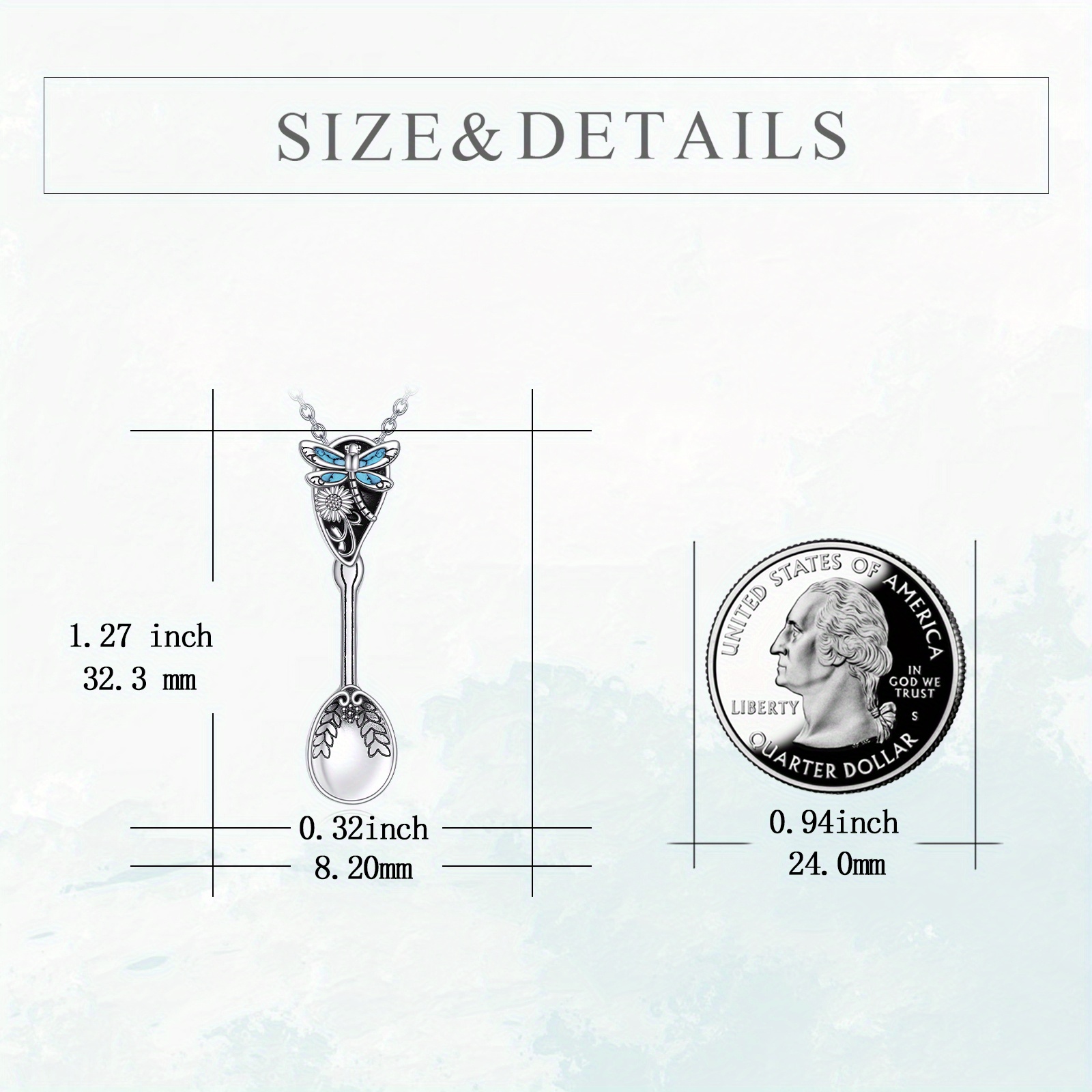 Dragonfly Flower Spoon Necklace Sterling Silver Teaspoon Pendant